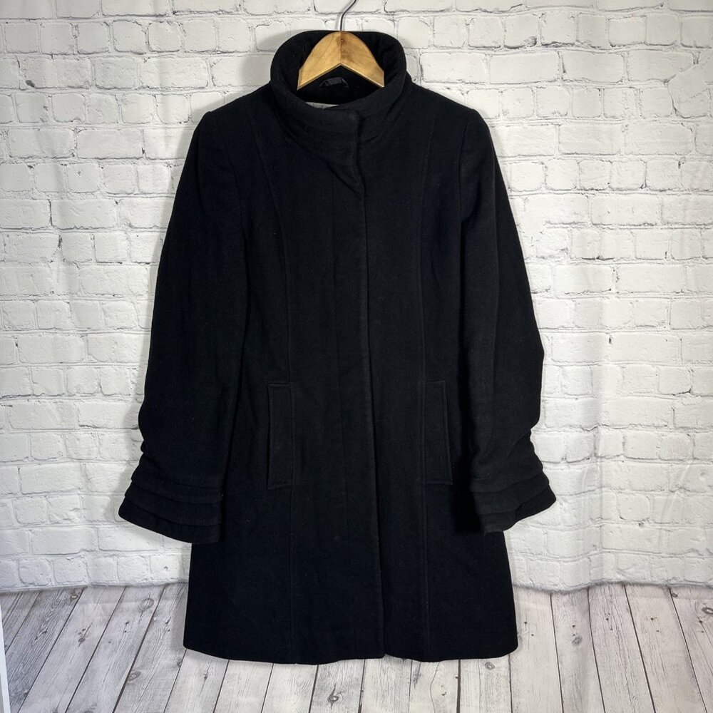 Kristen Blake  Wool Blend 8 Coat Jacket Single Breasted Black Bell Sleeves‎